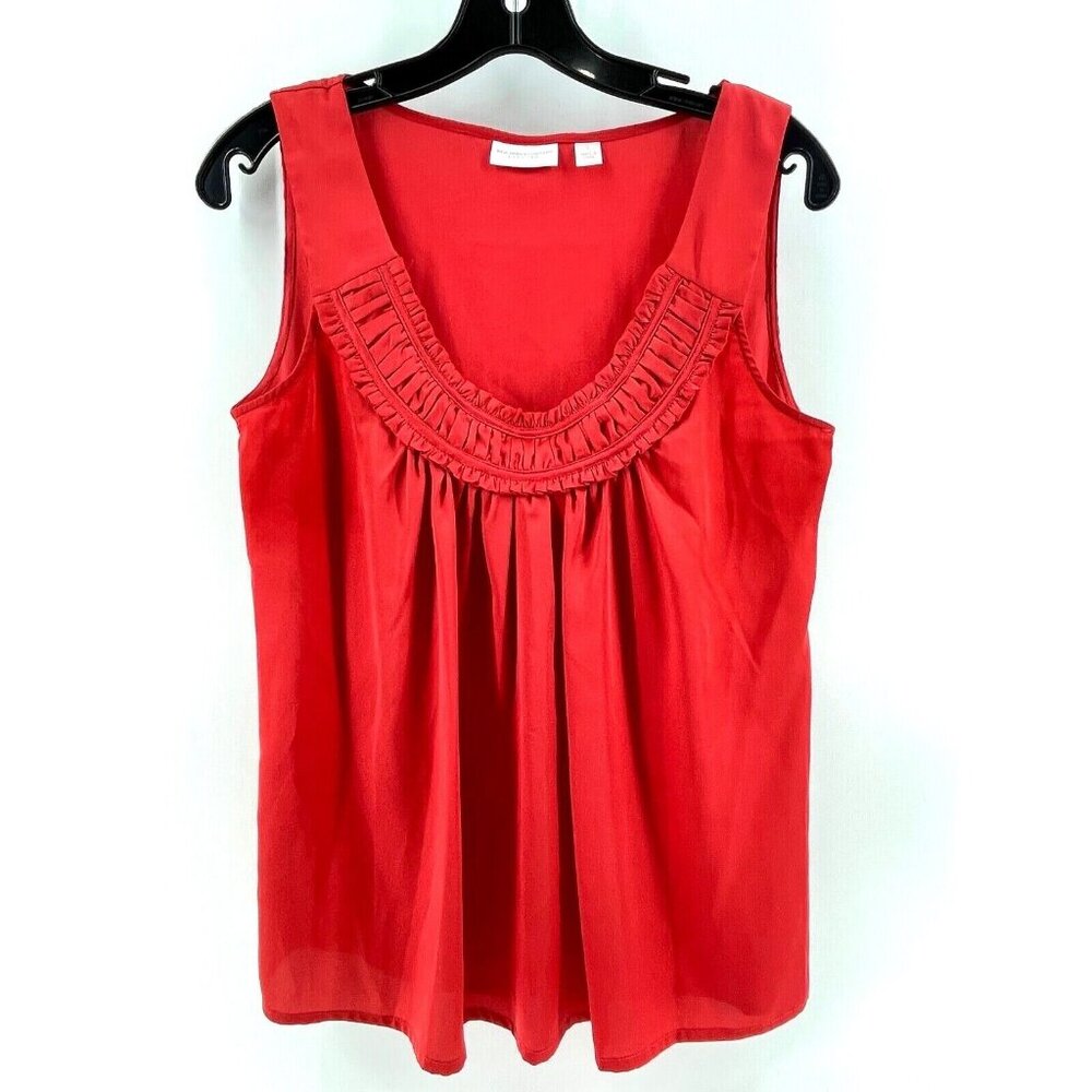 New York & Company Women's Stretch Satin Red Tank Top Blouse Size Small Shirt